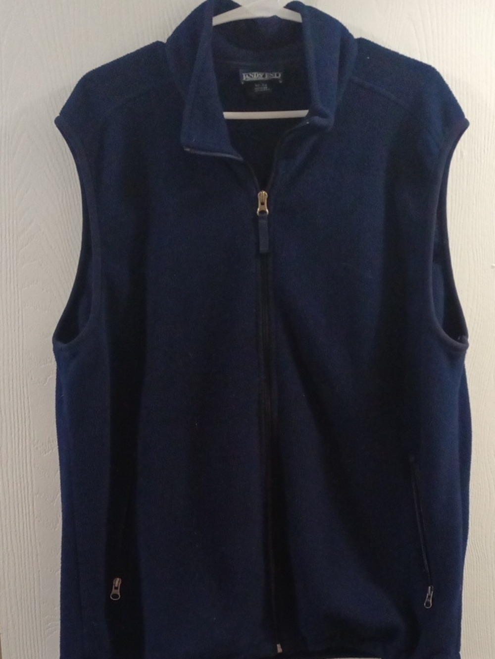 Lands End Men's Dark Navy Full Zip Fleece Vest